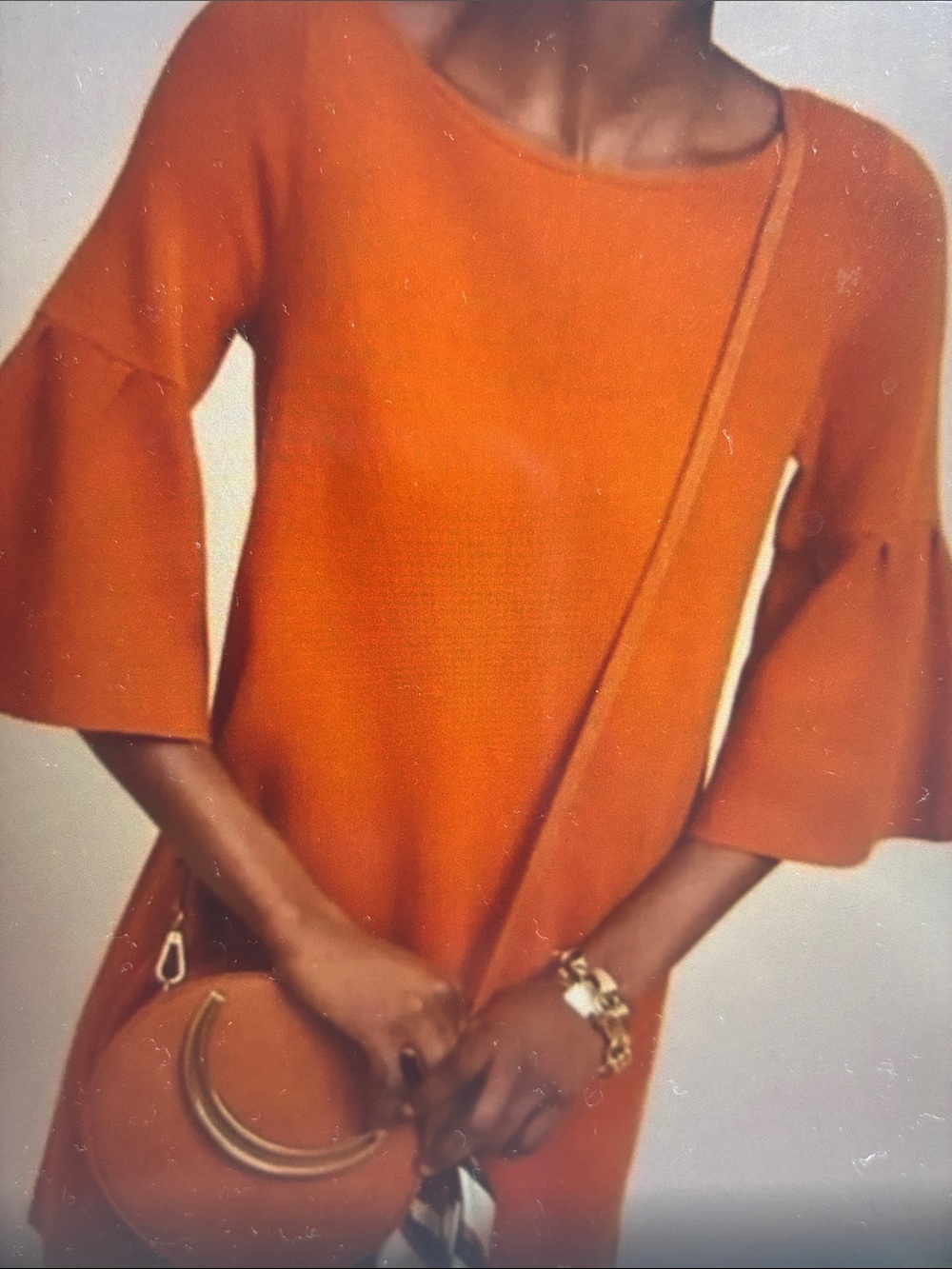 MOTH by Anthropologie Rust Orange Bell-Sleeve Knit Tunic Dress